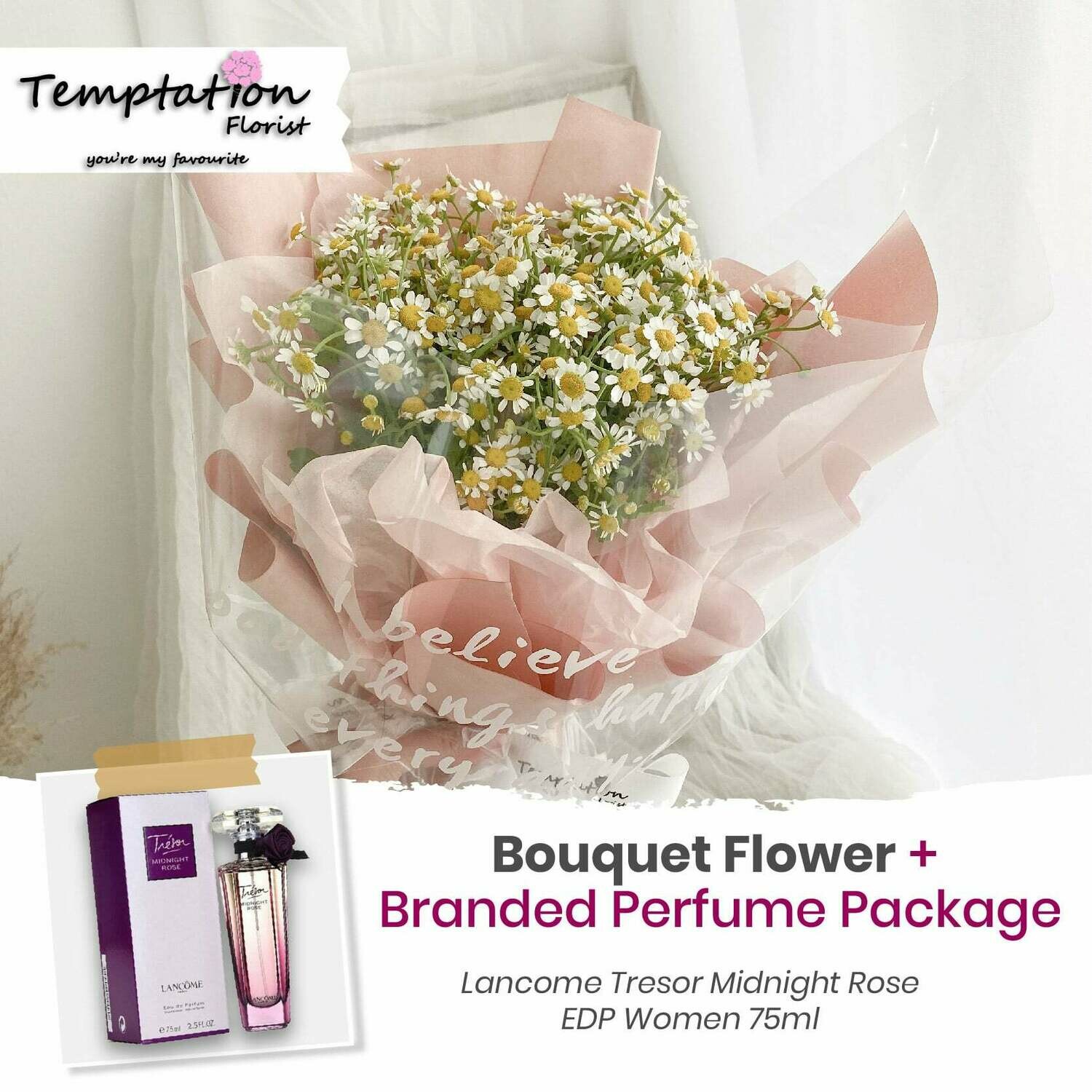 Temptation Florist Be Great Bouquet + Branded Perfume Package (Free Shipping! Only Deliver in Seremban)