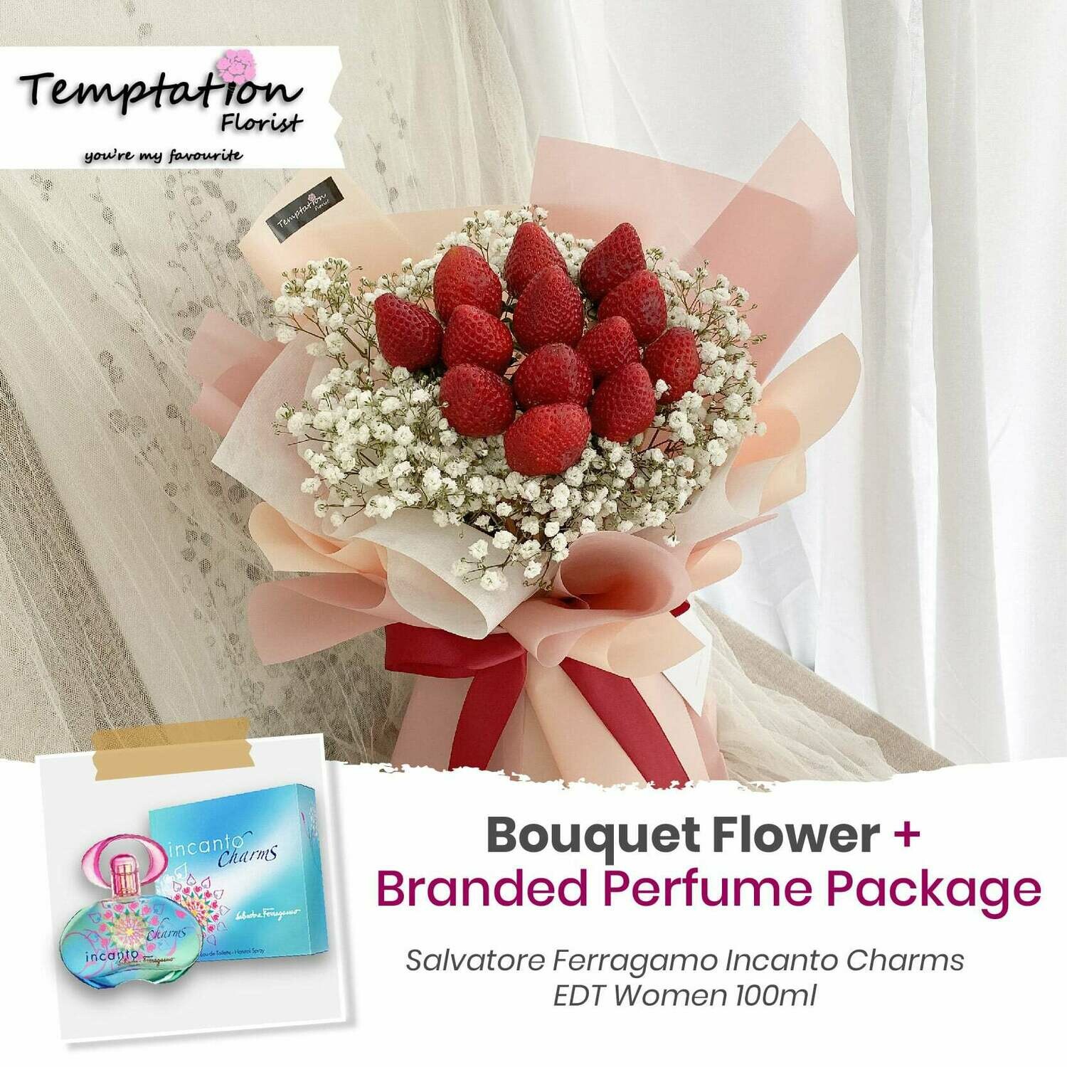 Temptation Florist Sweet Desire Bouquet+ Branded Perfume Package (Free Shipping! Only Deliver in Seremban)