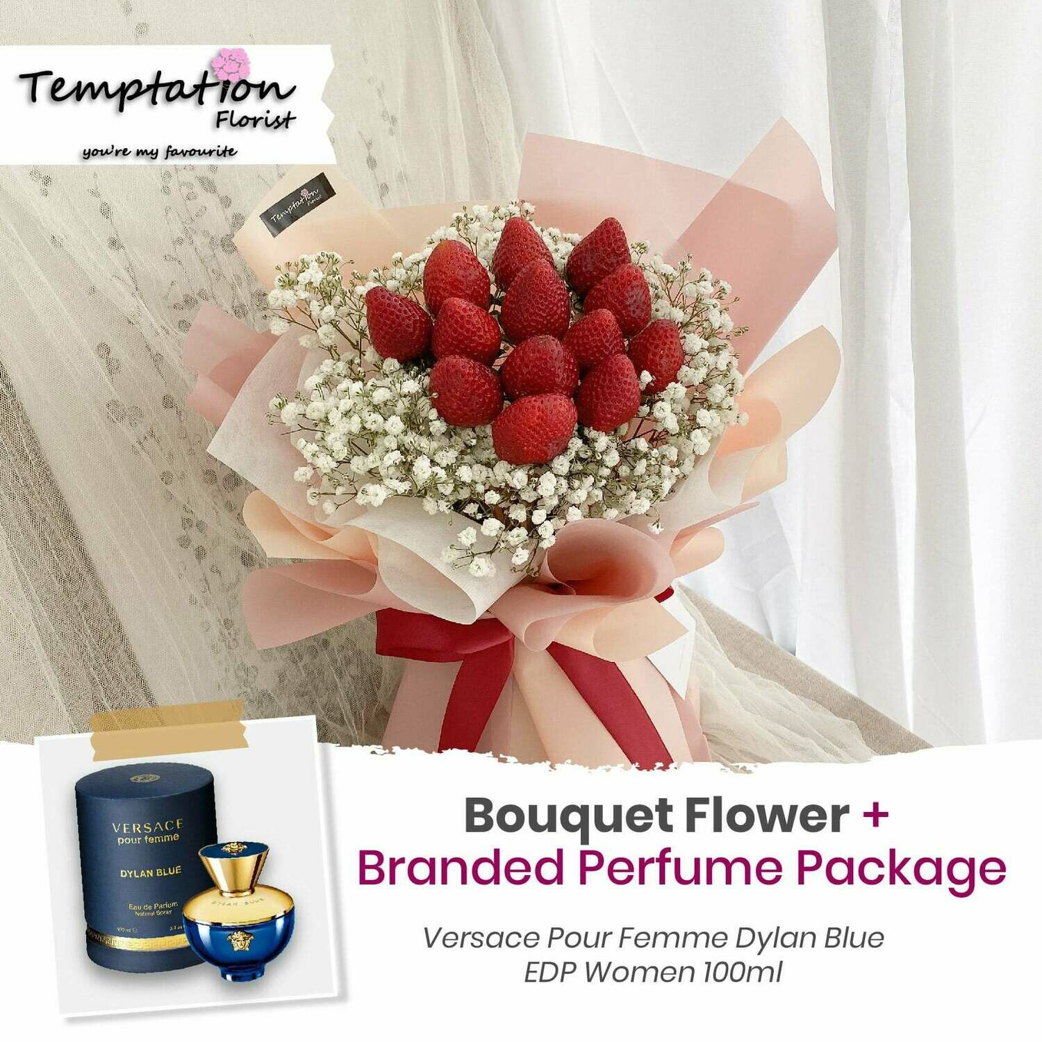 Temptation Florist Sweet Desire Bouquet+ Branded Perfume Package (Free Shipping! Only Deliver in Seremban)