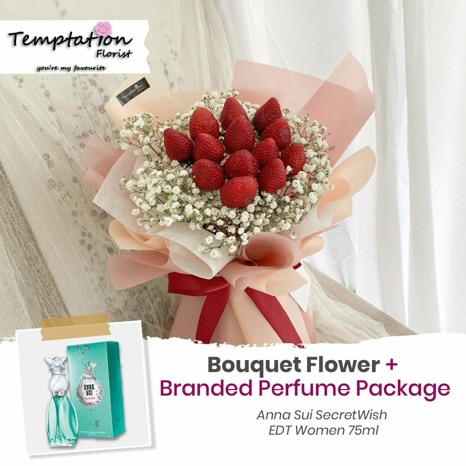 Temptation Florist Sweet Desire Bouquet+ Branded Perfume Package (Free Shipping! Only Deliver in Seremban)