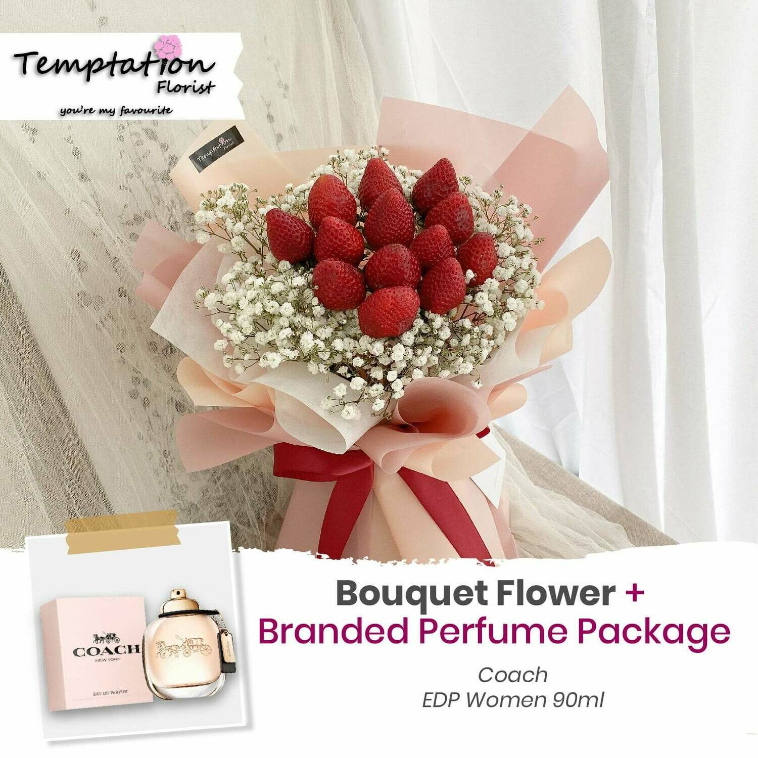 Temptation Florist Sweet Desire Bouquet+ Branded Perfume Package (Free Shipping! Only Deliver in Seremban)