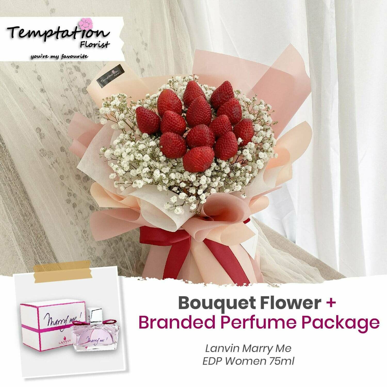 Temptation Florist Sweet Desire Bouquet+ Branded Perfume Package (Free Shipping! Only Deliver in Seremban)