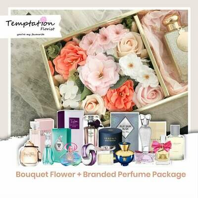 Temptation Florist Catre Flower Box + Branded Perfume Package (Free Shipping! Only Deliver in Seremban)
