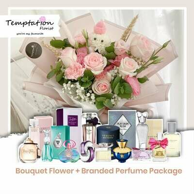 Temptation Florist Katie Bouquet + Branded Perfume Package (Free Shipping! Only Deliver in Seremban)