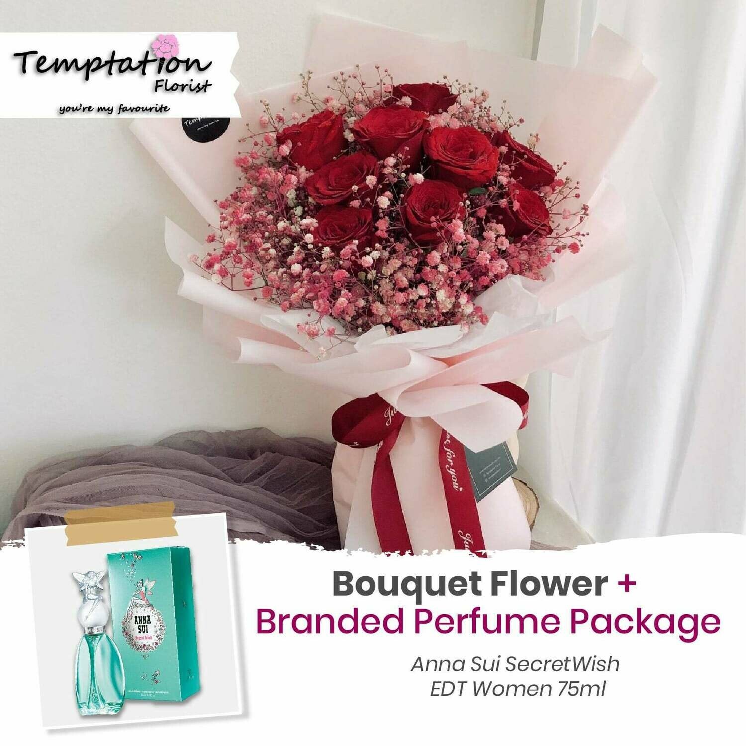 Temptation Florist Sonia Bouquet + Branded Perfume Package (Free Shipping! Only Deliver in Seremban)
