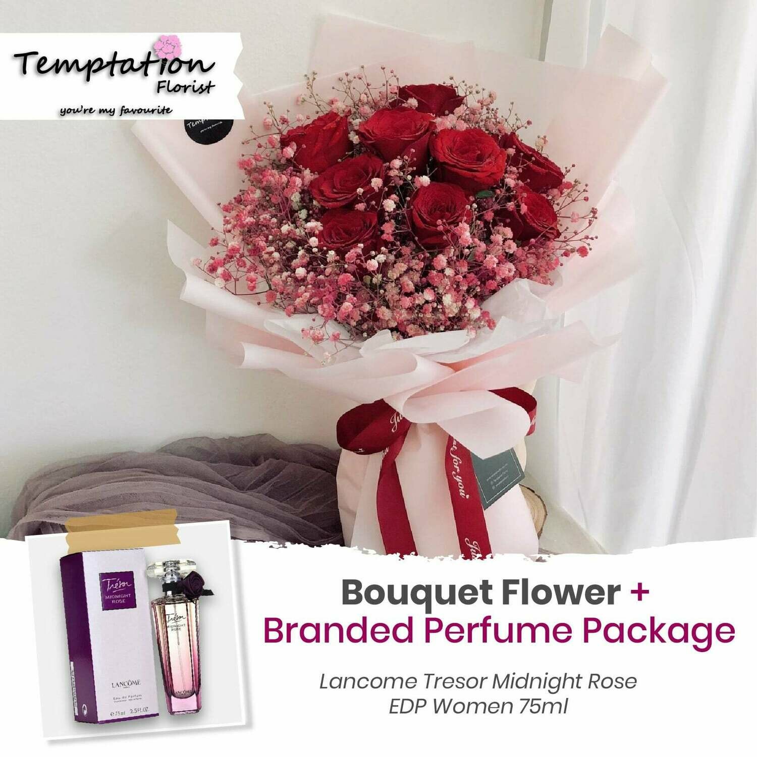 Temptation Florist Sonia Bouquet + Branded Perfume Package (Free Shipping! Only Deliver in Seremban)