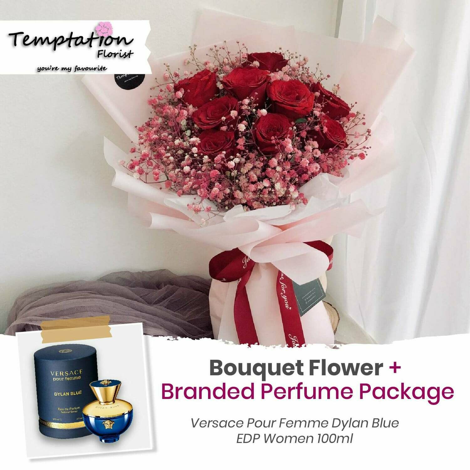 Temptation Florist Sonia Bouquet + Branded Perfume Package (Free Shipping! Only Deliver in Seremban)