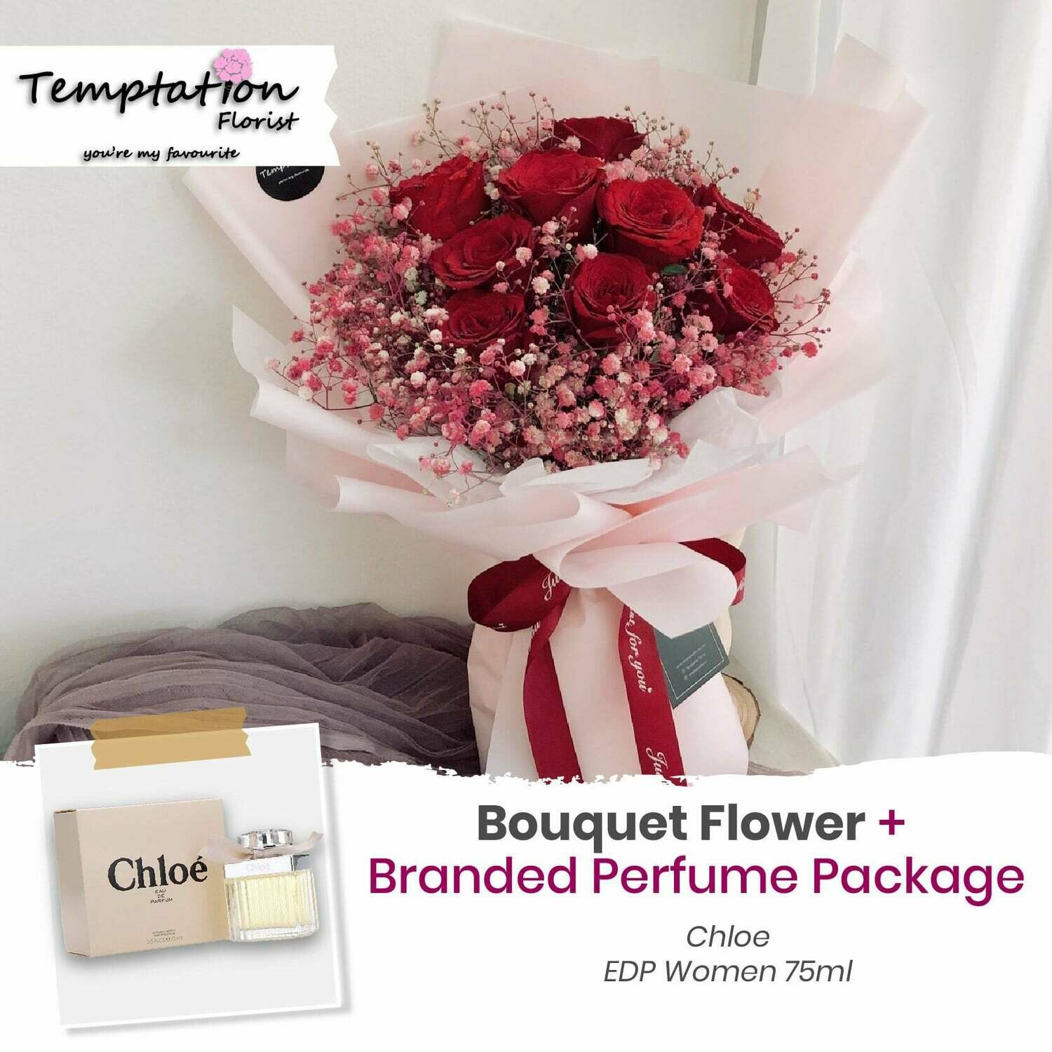 Temptation Florist Sonia Bouquet + Branded Perfume Package (Free Shipping! Only Deliver in Seremban)