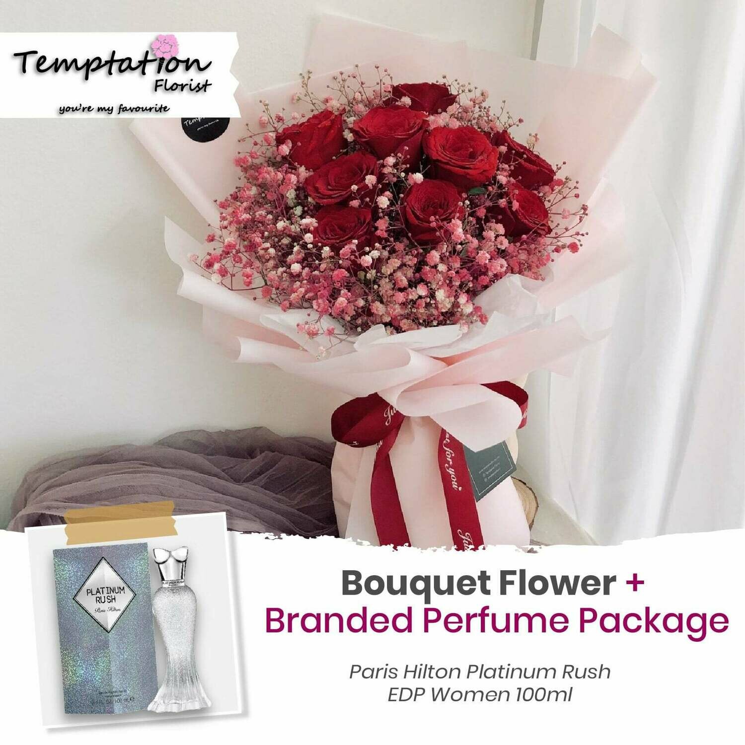 Temptation Florist Sonia Bouquet + Branded Perfume Package (Free Shipping! Only Deliver in Seremban)