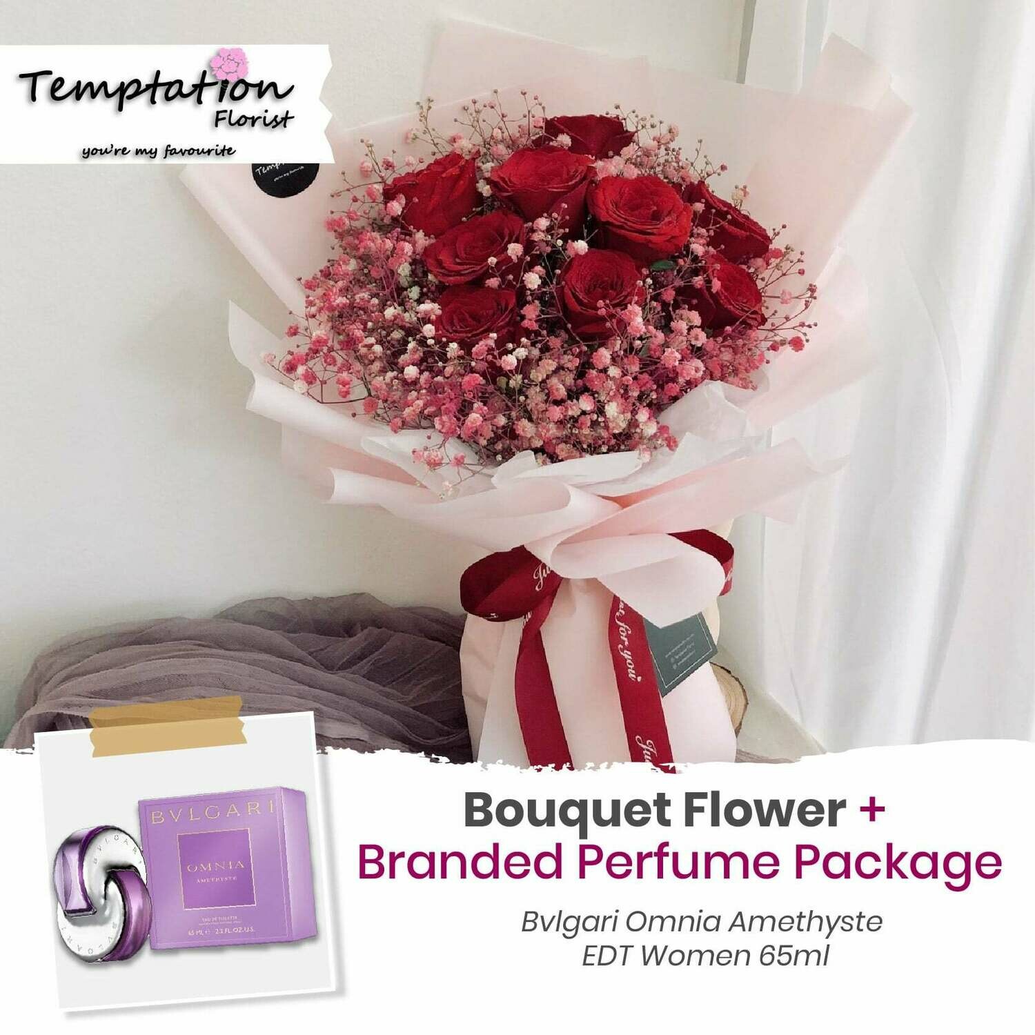 Temptation Florist Sonia Bouquet + Branded Perfume Package (Free Shipping! Only Deliver in Seremban)