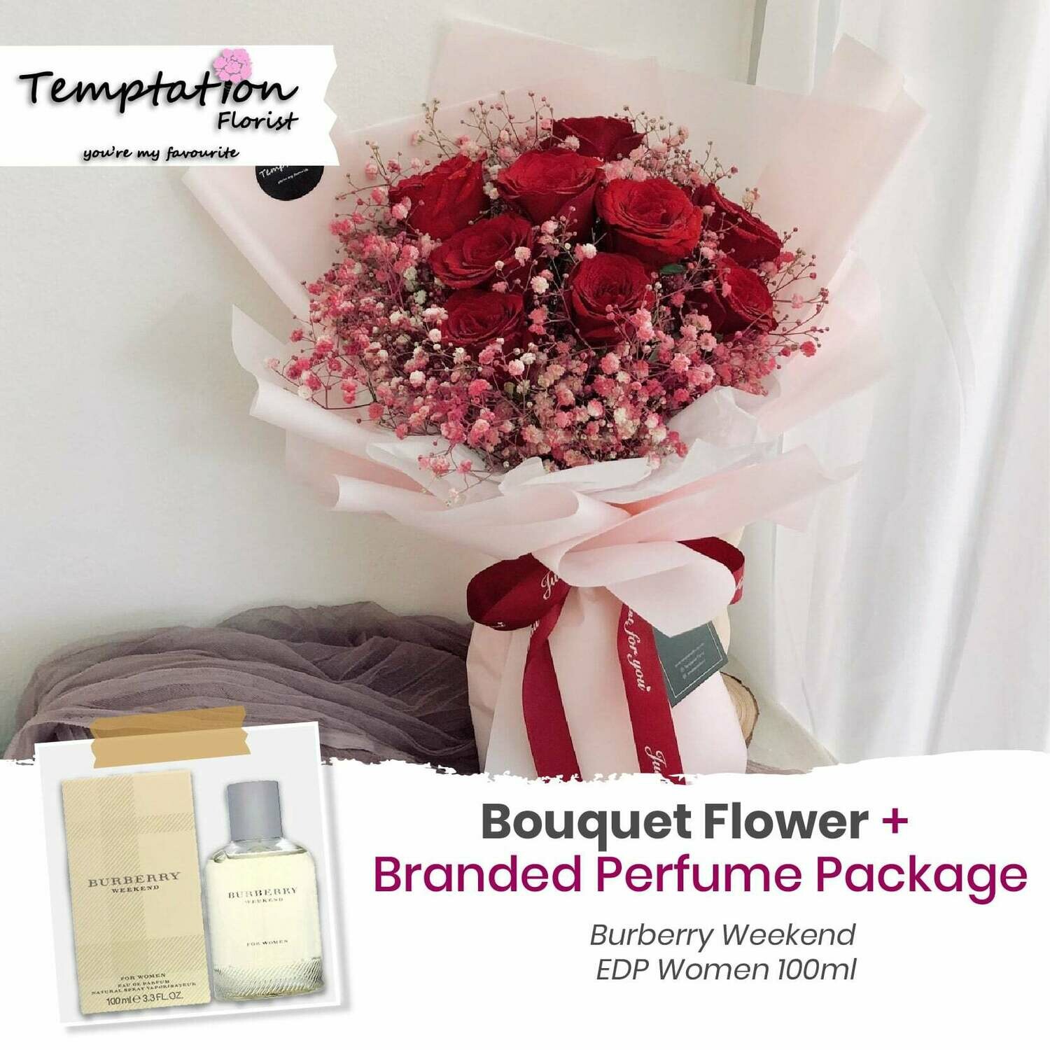 Temptation Florist Sonia Bouquet + Branded Perfume Package (Free Shipping! Only Deliver in Seremban)