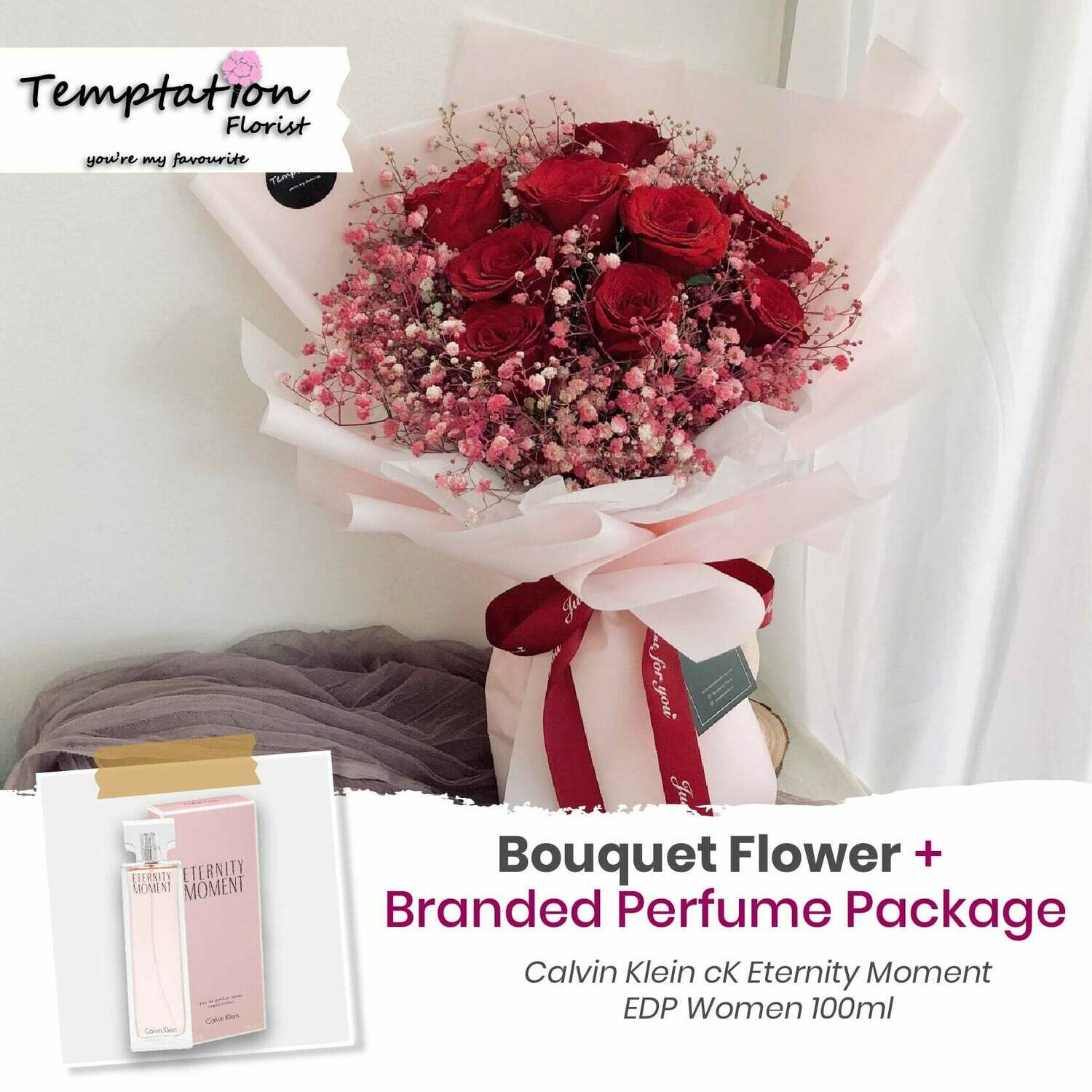 Temptation Florist Sonia Bouquet + Branded Perfume Package (Free Shipping! Only Deliver in Seremban)
