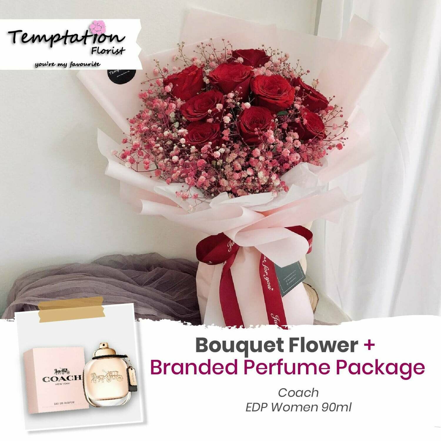 Temptation Florist Sonia Bouquet + Branded Perfume Package (Free Shipping! Only Deliver in Seremban)