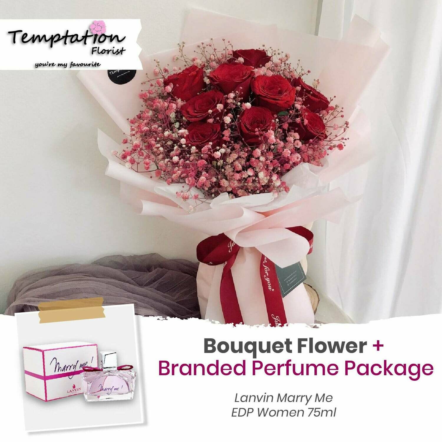Temptation Florist Sonia Bouquet + Branded Perfume Package (Free Shipping! Only Deliver in Seremban)