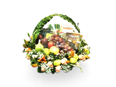 Fruits &amp; Flowers Basket (By: Weiss Flora &amp; Gift From JB)