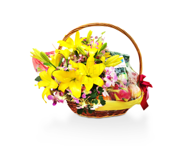 Fruits &amp; Flowers Basket (By: Weiss Flora &amp; Gift From JB)