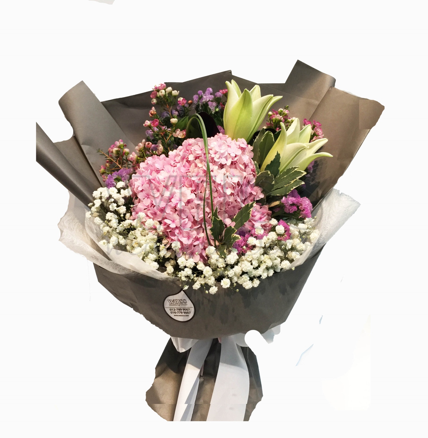 WHITE LILY WITH HYDRANGEA (By: Weiss Flora &amp; Gift From JB)