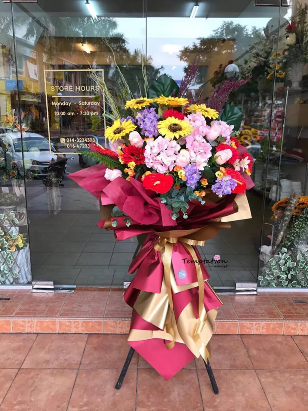 Prosperity Go On Opening Flower Stand (By: Temptation Florist from Seremban)