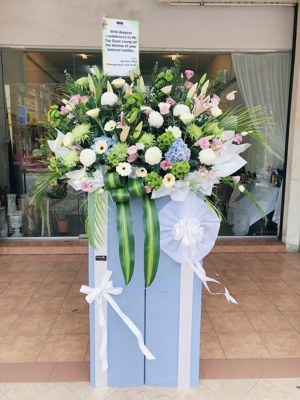 Warmest Respect Condolence Flower Stand (By: Temptation Florist from Seremban)