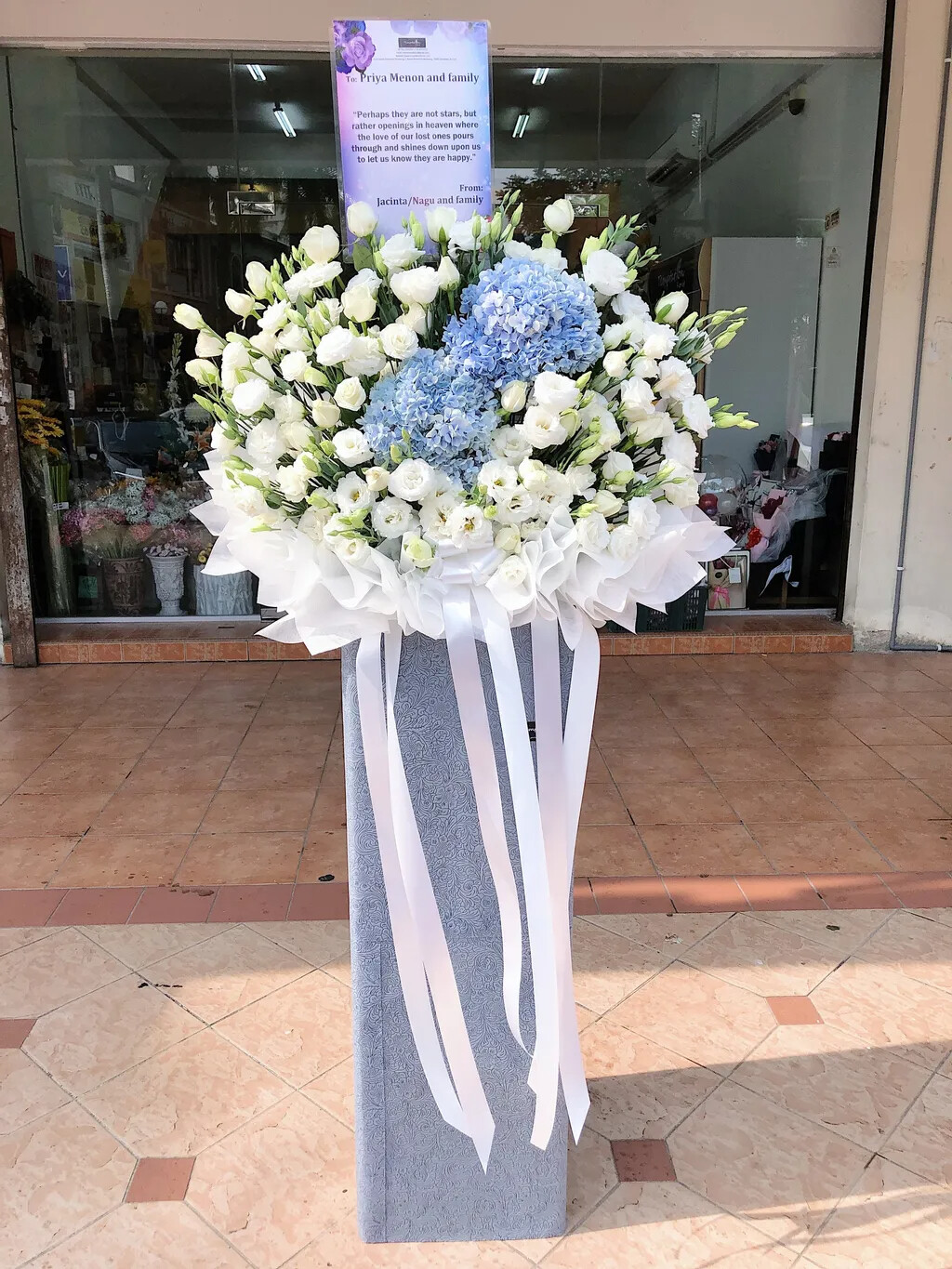 Eus Bianca Condoleces Flower Stand (By: Temptation Florist from Seremban)