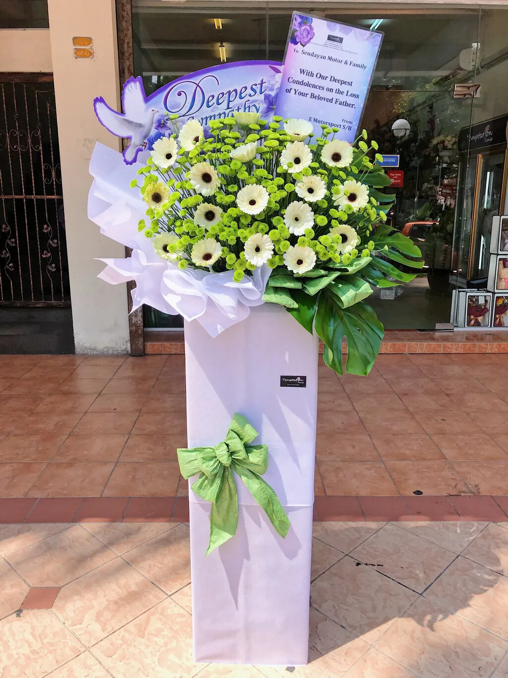 Deepest Sympathy Condolence Flower Stand (By: Temptation Florist from Seremban)