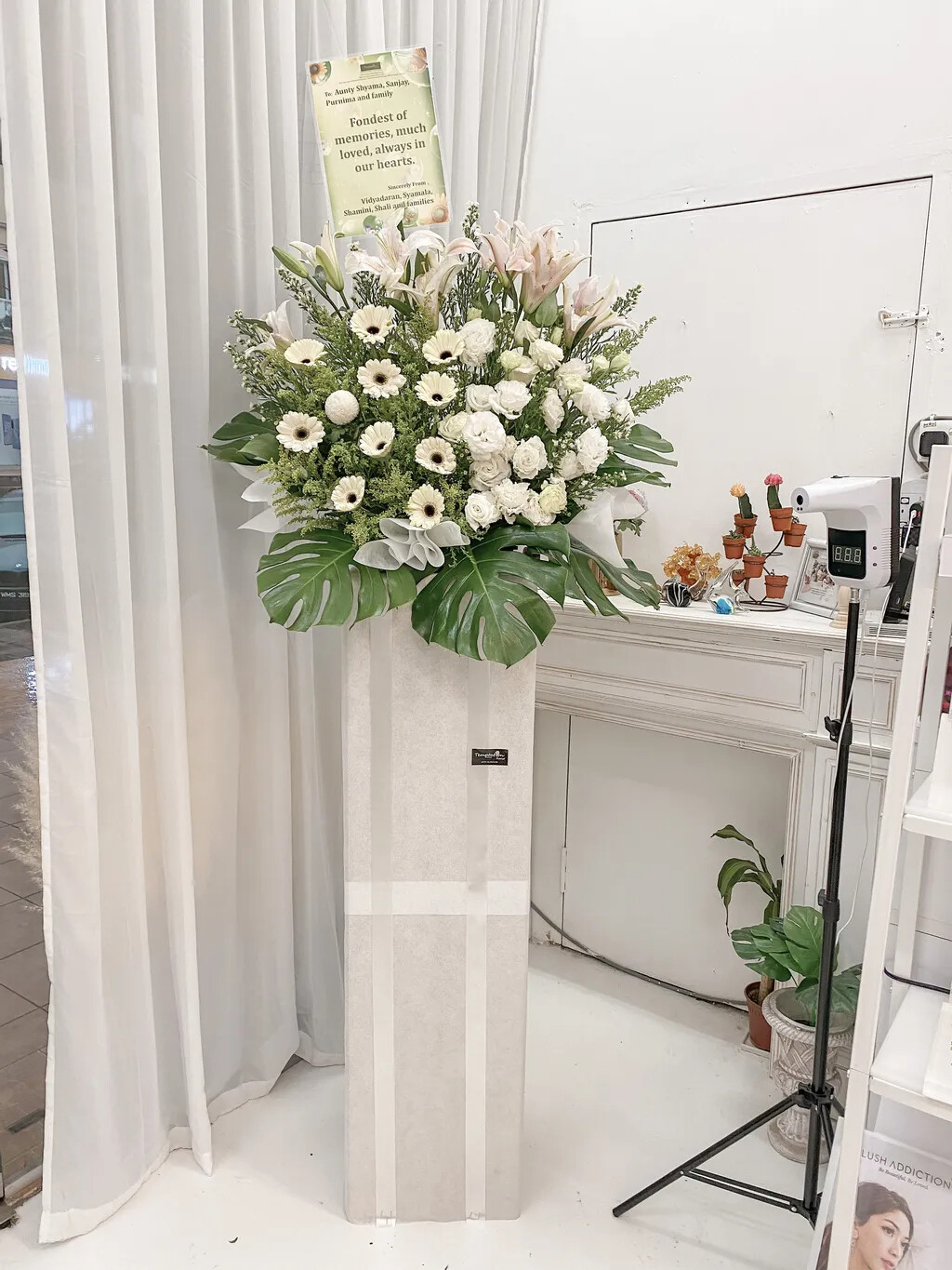 The White Condolence Flower Stand (By: Temptation Florist from Seremban)