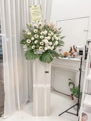 The White Condolence Flower Stand (By: Temptation Florist from Seremban)