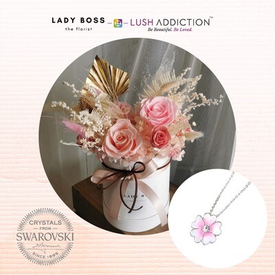 Mini Preserved Dry Bouquet + Lush Primrose Necklace Bundle Deal (By: Lady Boss the Florist from JB)