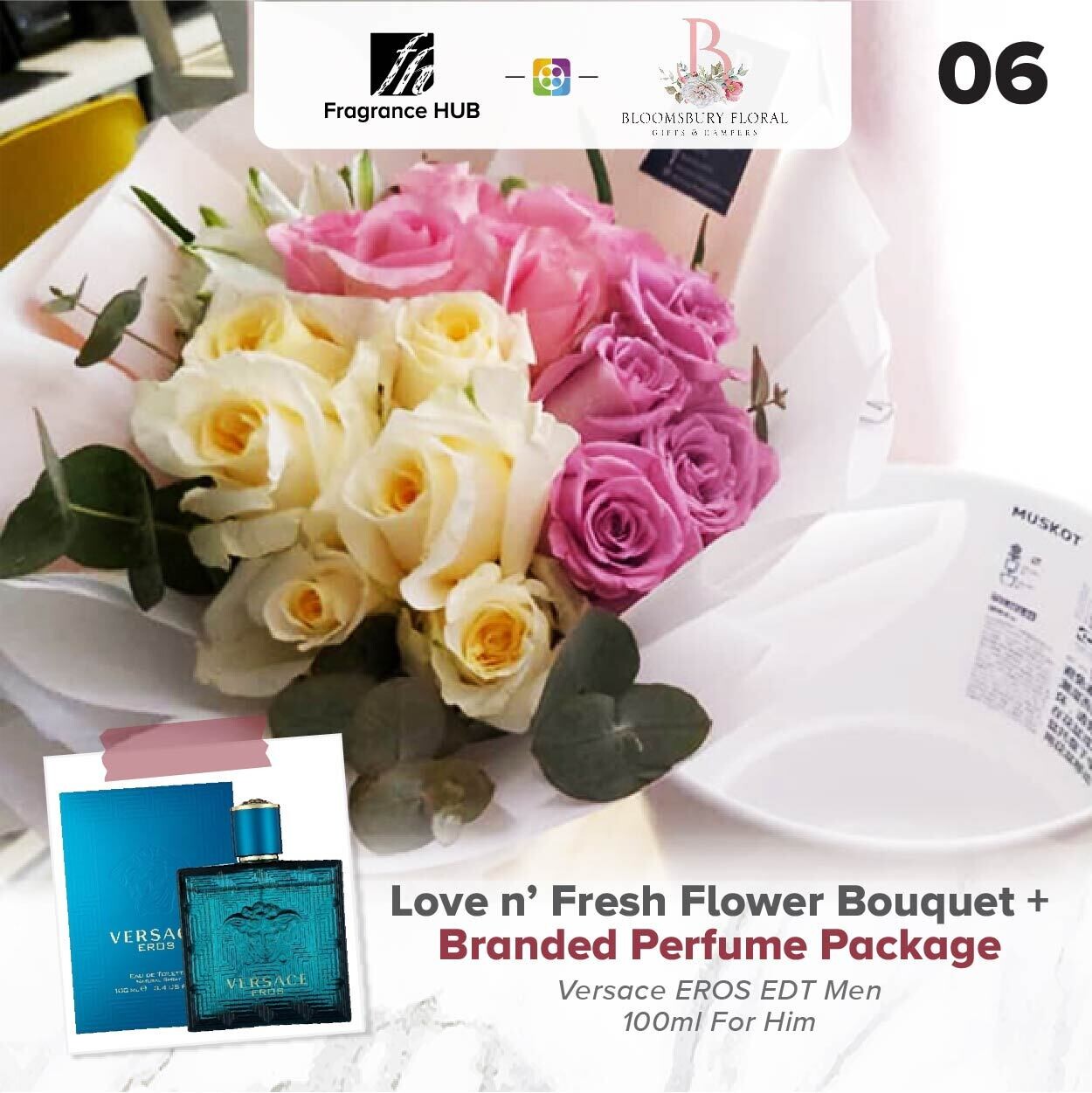 Love n’ Fresh Flower Bouquet + Fragrance Hub Branded Perfume (By: Bloomsbury from Puchong)