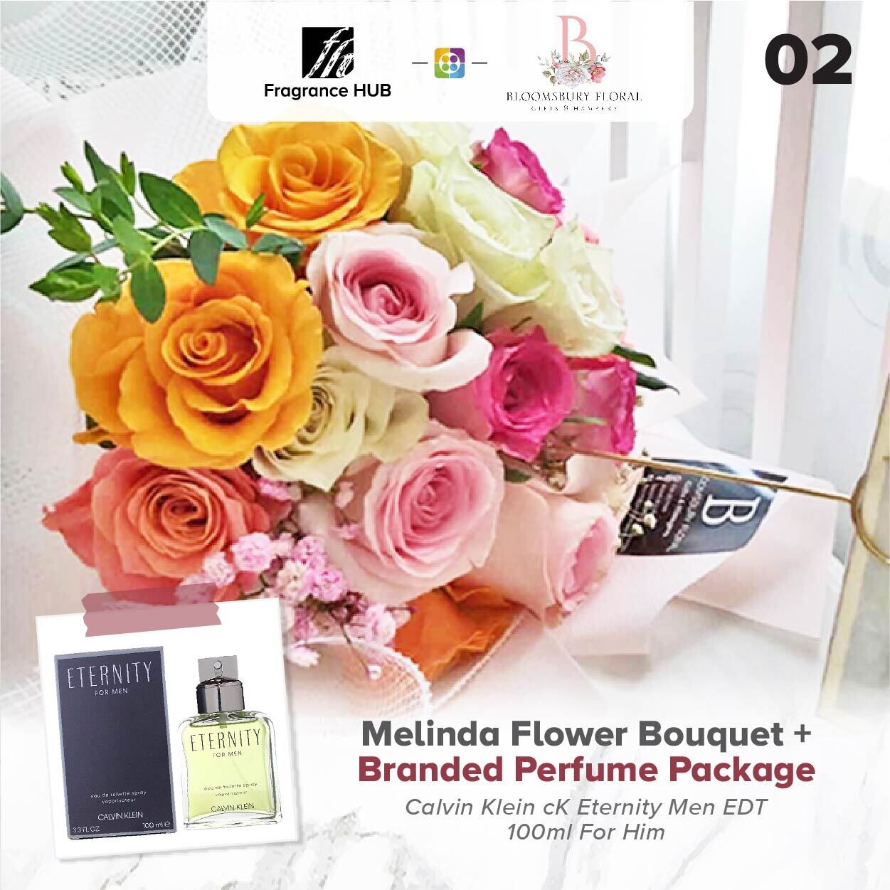 Melinda Flower Bouquet + Fragrance Hub Branded Perfume (By: Bloomsbury from Puchong)