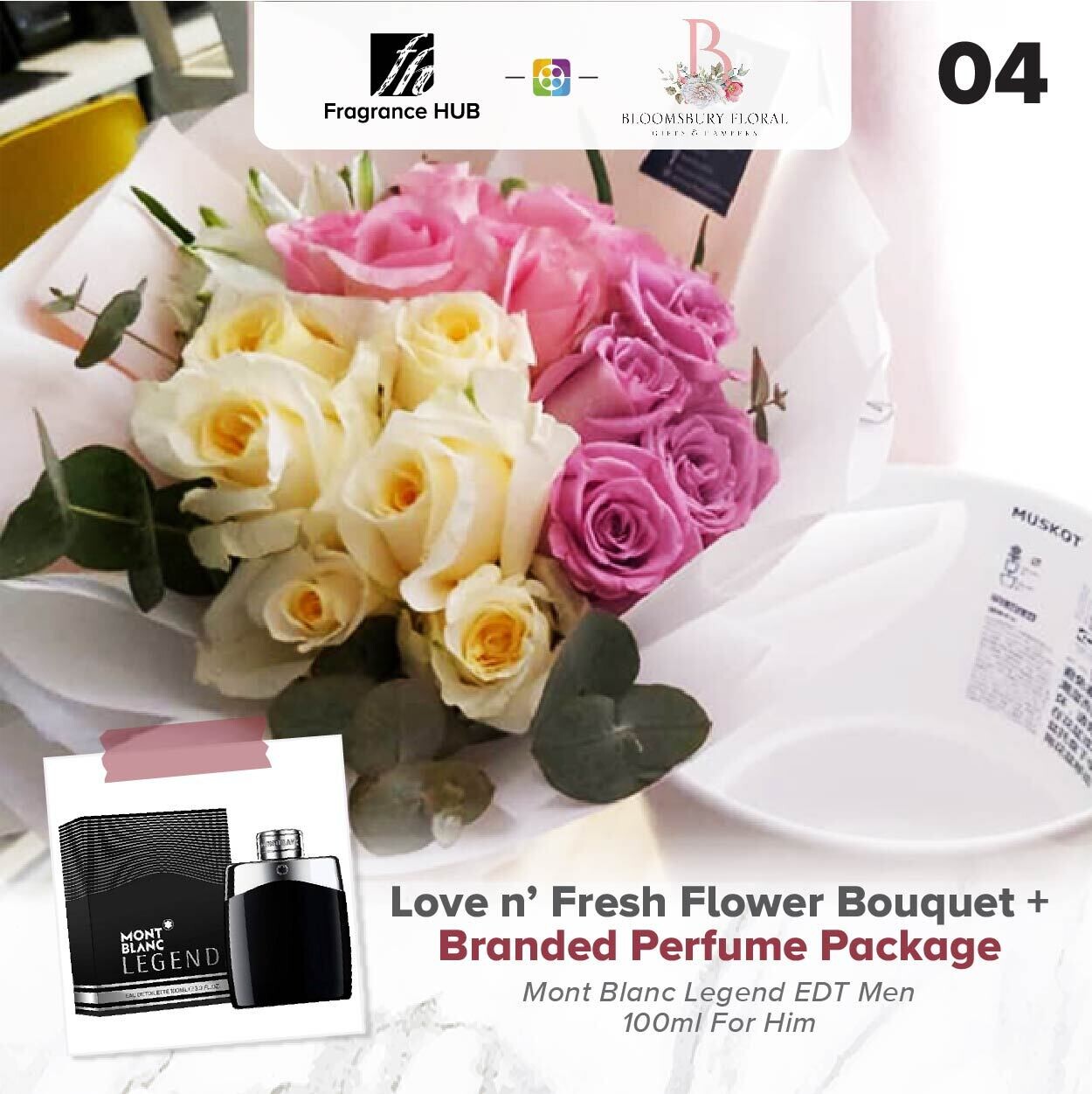Love n’ Fresh Flower Bouquet + Fragrance Hub Branded Perfume (By: Bloomsbury from Puchong)