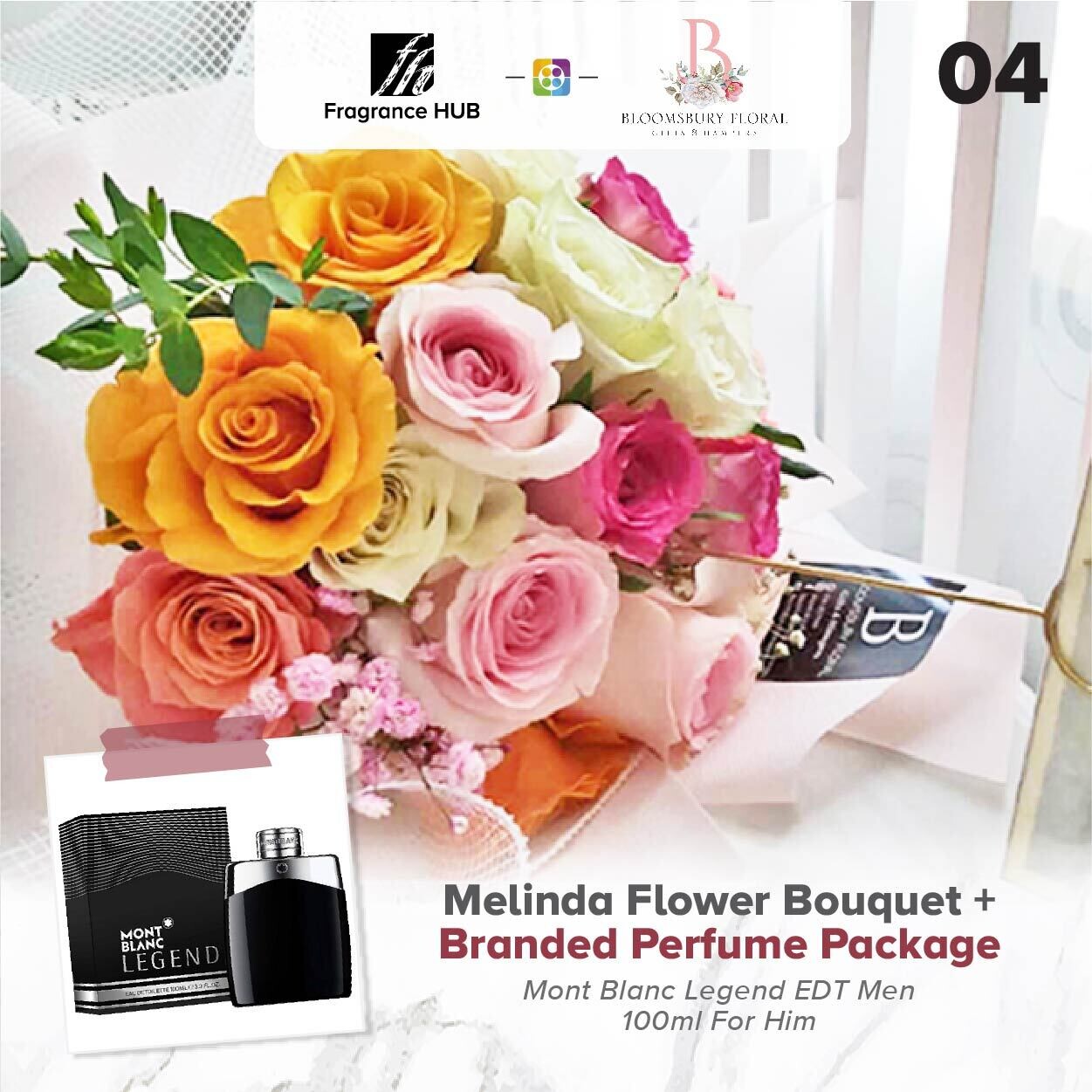 Melinda Flower Bouquet + Fragrance Hub Branded Perfume (By: Bloomsbury from Puchong)