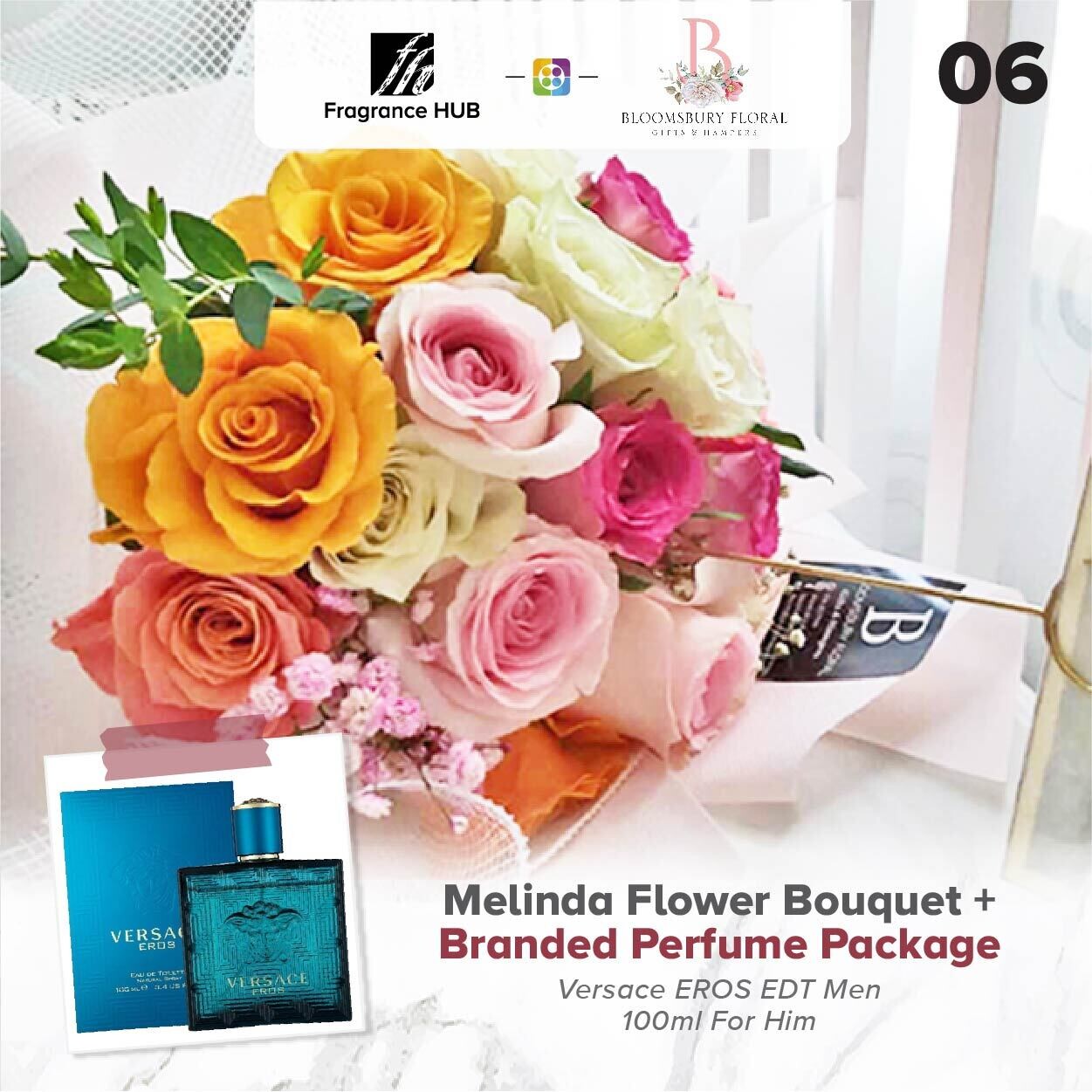 Melinda Flower Bouquet + Fragrance Hub Branded Perfume (By: Bloomsbury from Puchong)