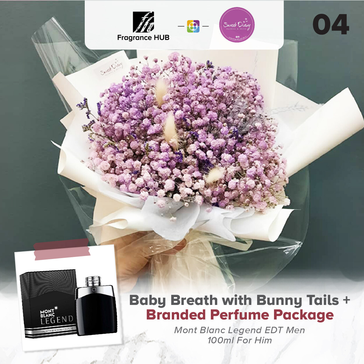 Baby Breath with Bunny Tails (S Size)  + Fragrance Hub Branded Perfume (By: Sweet Diary from Puchong)
