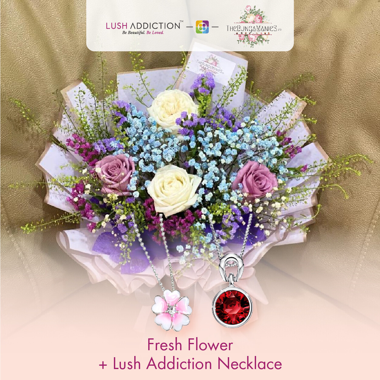 A Colourful Summer Fresh Flowers Bouquet + Lush Addiction Necklace (By: The Bunga Manies from Bintulu)