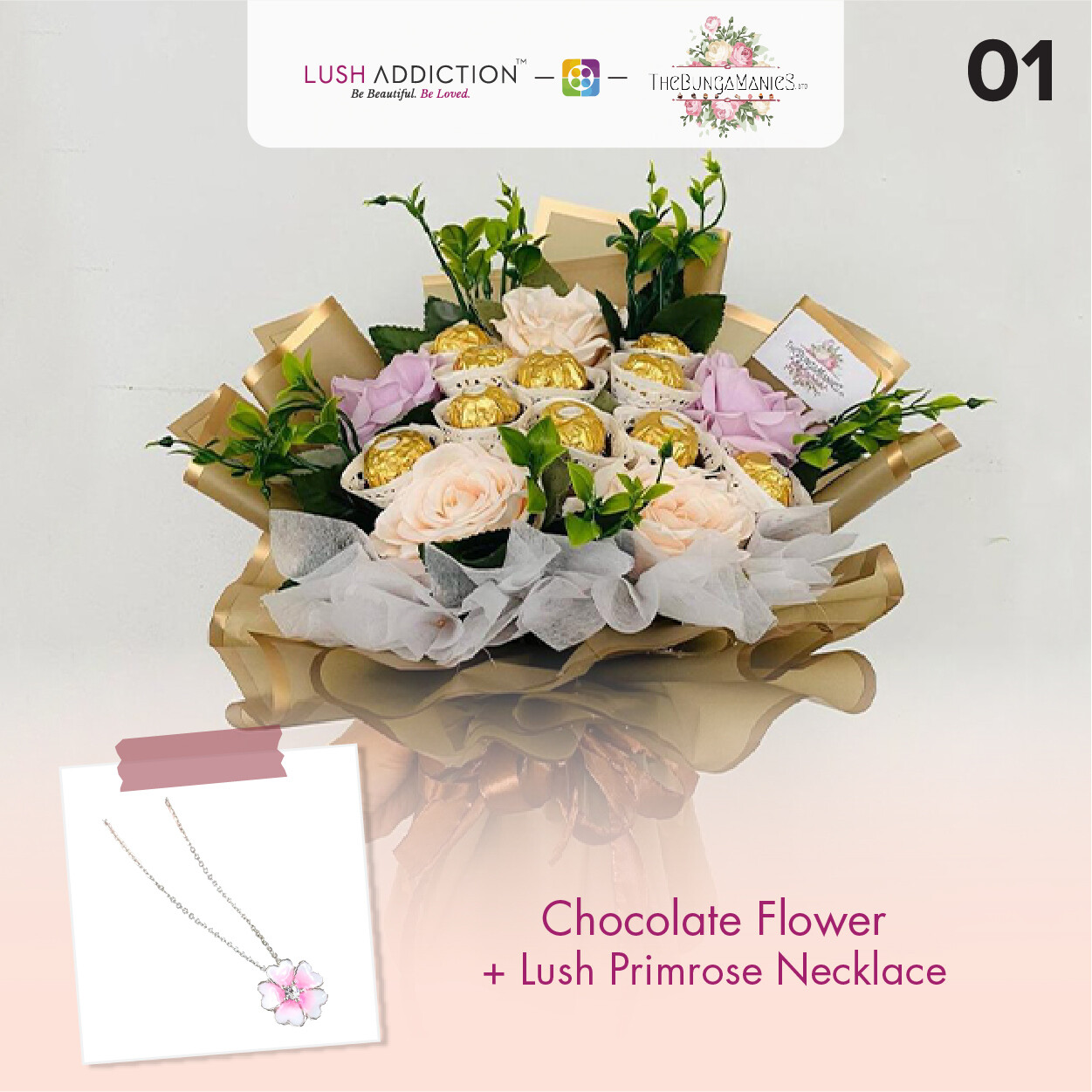 Good Old Time Soap Roses Bouquet  + Lush Addiction Necklace (By: The Bunga Manies from Bintulu)