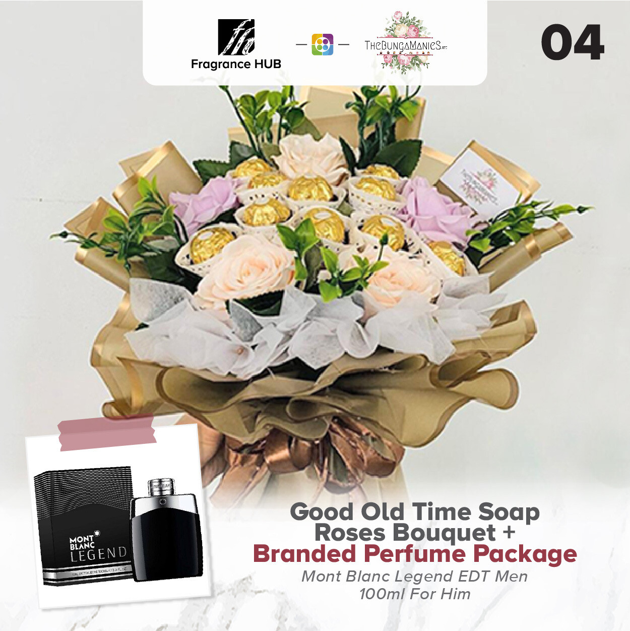 Good Old Time Soap Roses Bouquet + Fragrance Hub Branded Perfume (By: The Bunga Manies from Bintulu)