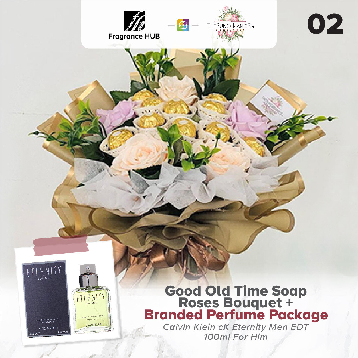 Good Old Time Soap Roses Bouquet + Fragrance Hub Branded Perfume (By: The Bunga Manies from Bintulu)
