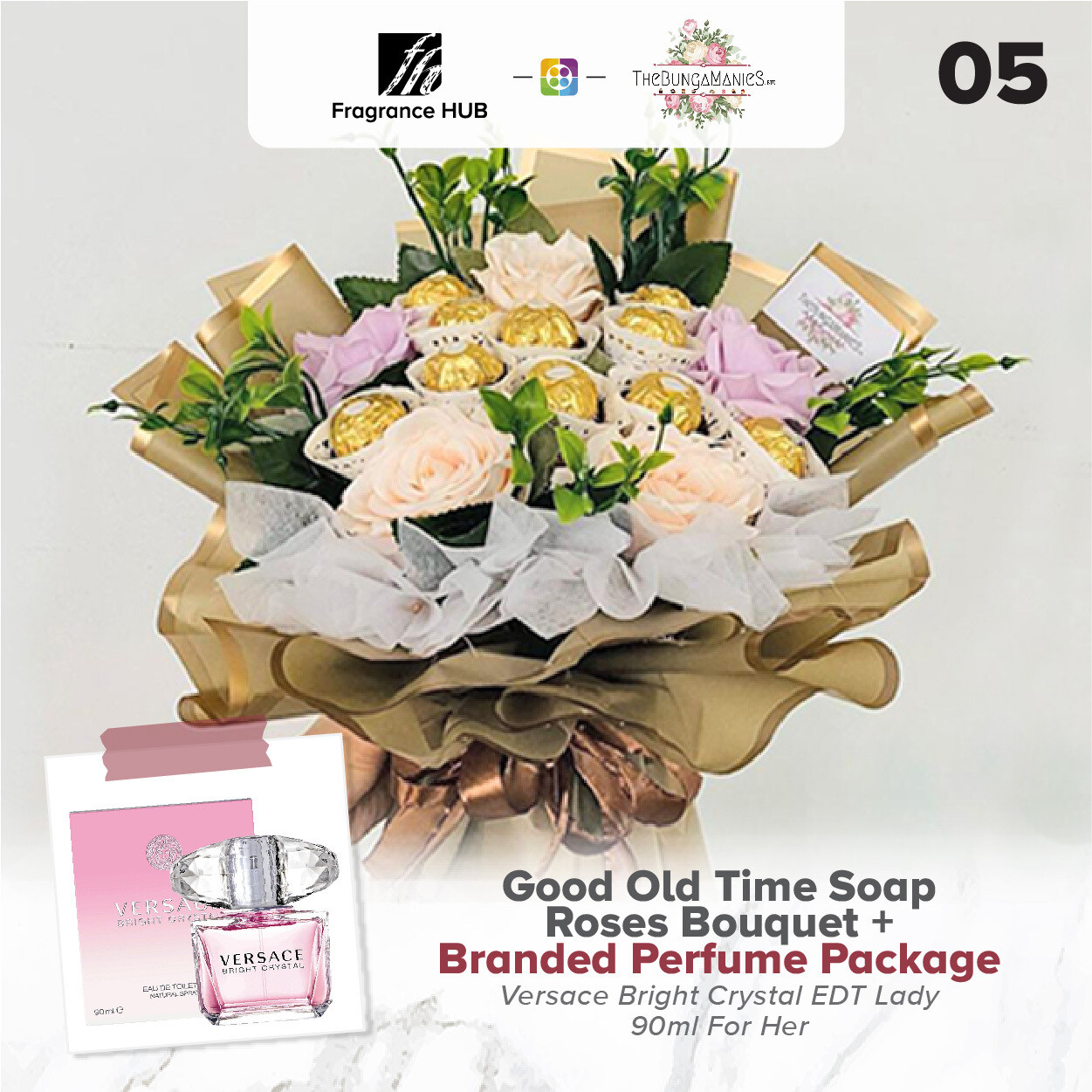 Good Old Time Soap Roses Bouquet + Fragrance Hub Branded Perfume (By: The Bunga Manies from Bintulu)