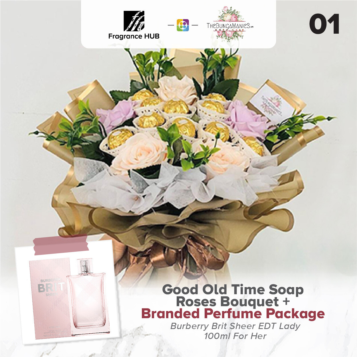 Good Old Time Soap Roses Bouquet + Fragrance Hub Branded Perfume (By: The Bunga Manies from Bintulu)