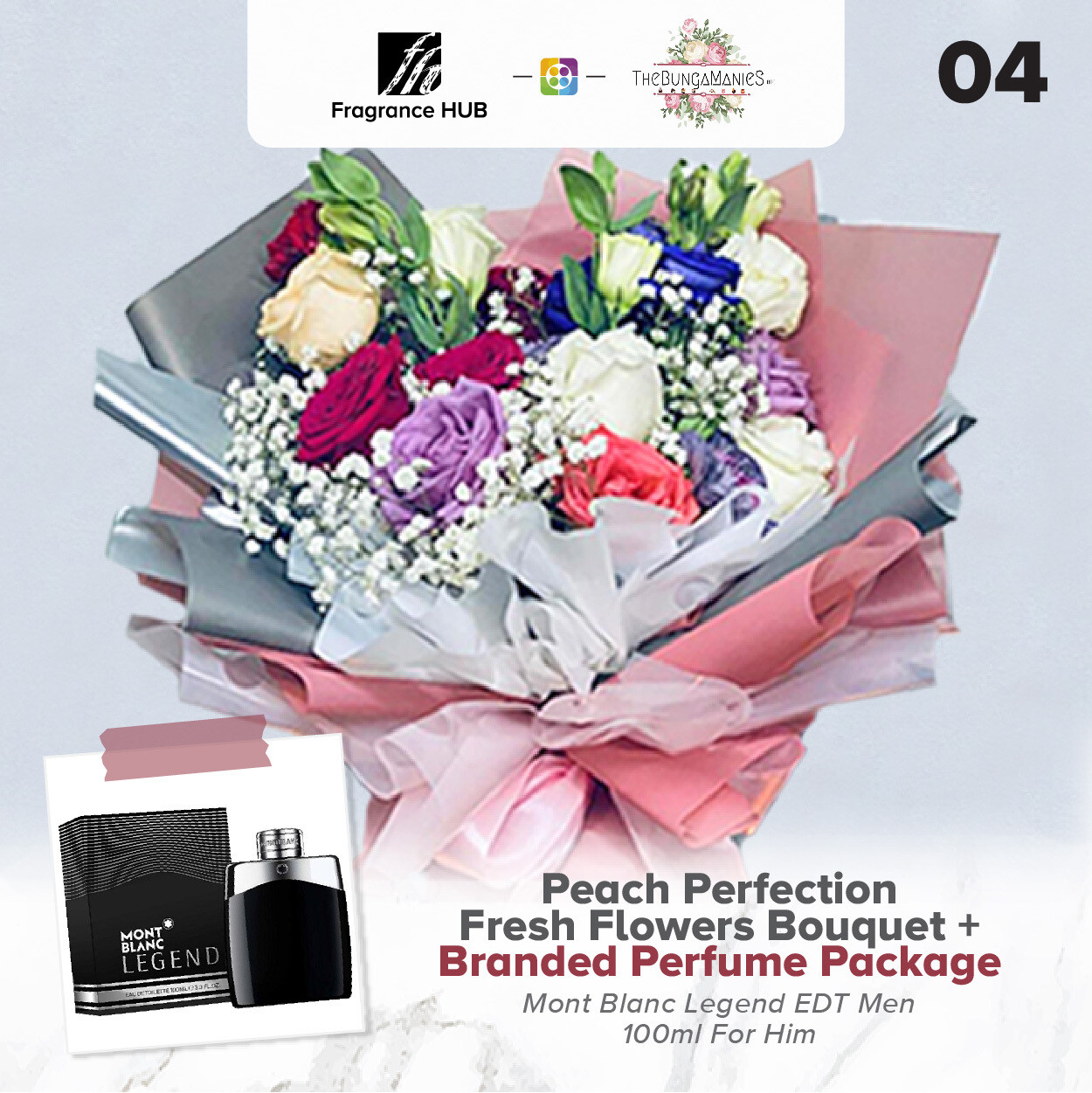 Peach Perfection Fresh Flowers Bouquet + Fragrance Hub Branded Perfume (By: The Bunga Manies from Bintulu)