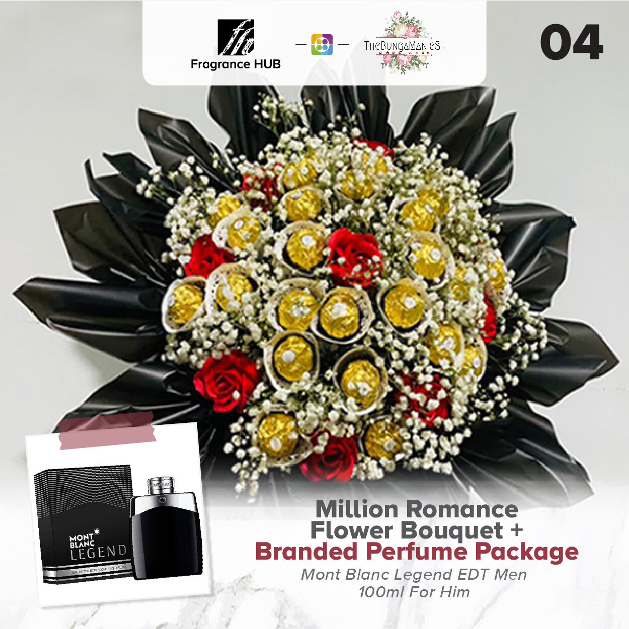 Million Romance Bouquet + Fragrance Hub Branded Perfume (By: The Bunga Manies from Bintulu)