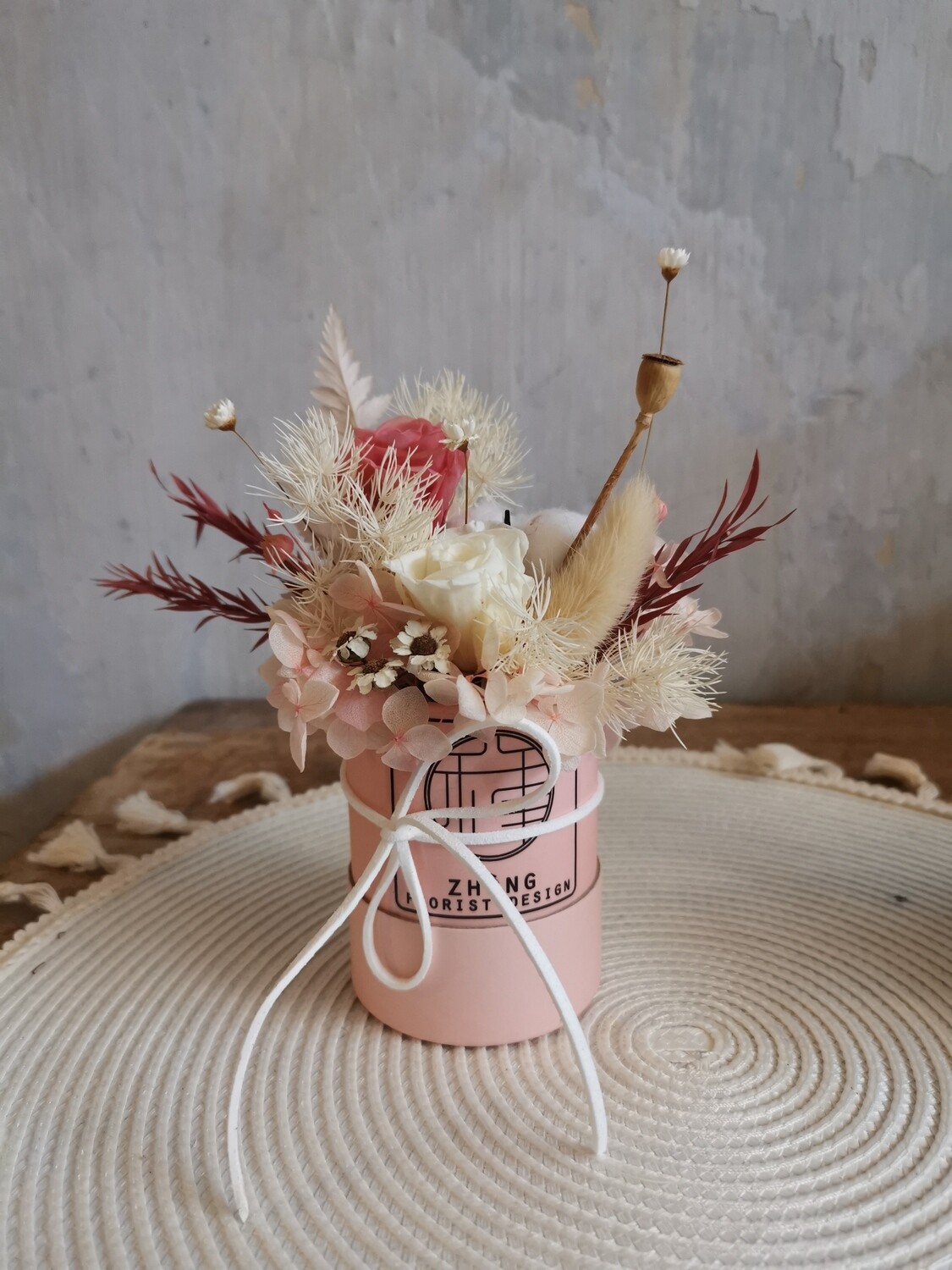 Mini Preserved Flower Pot - Pink (By: Zhong Florist from Penang)