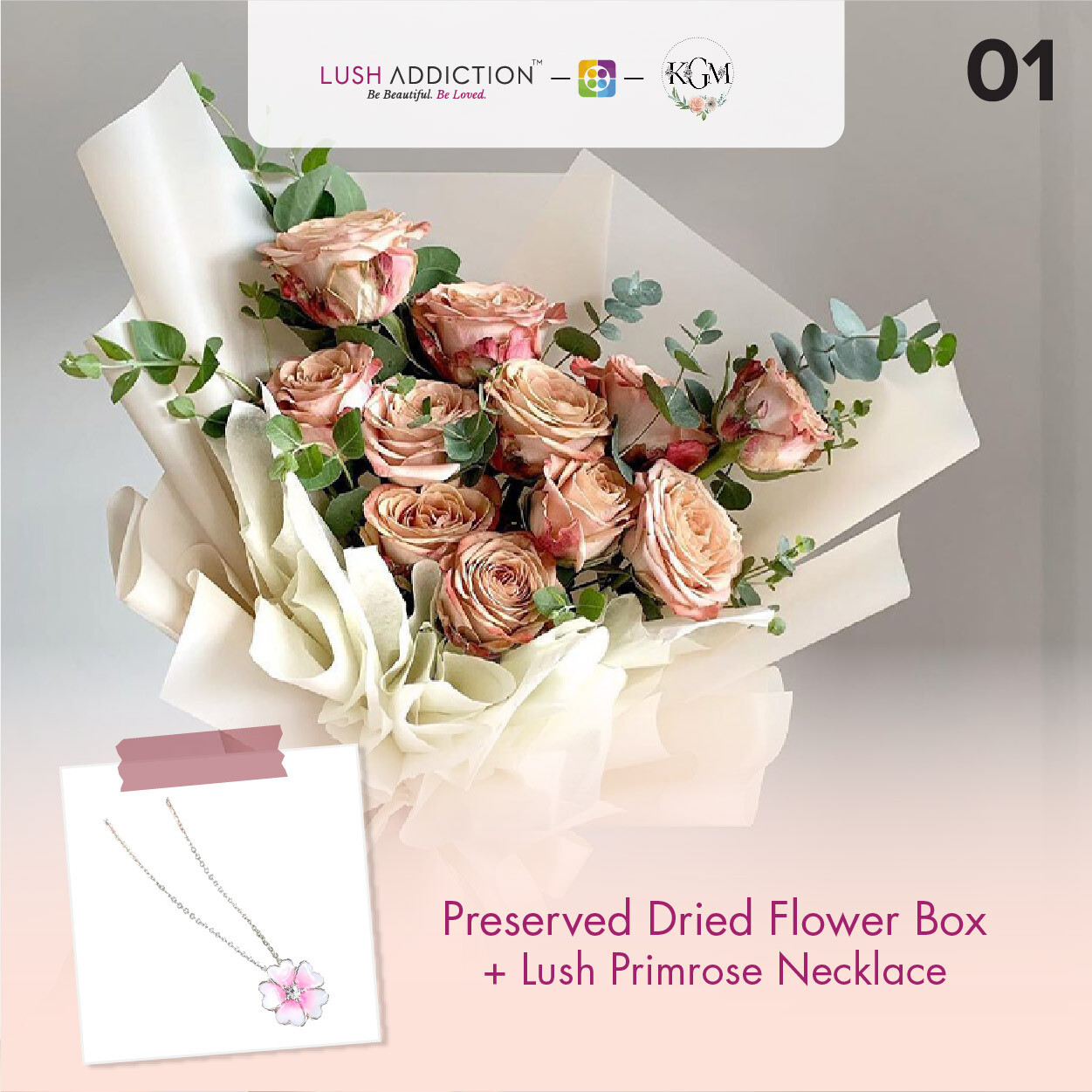 Red Bloom  + Lush Addiction Necklace (By: Keshwini Florist from KL