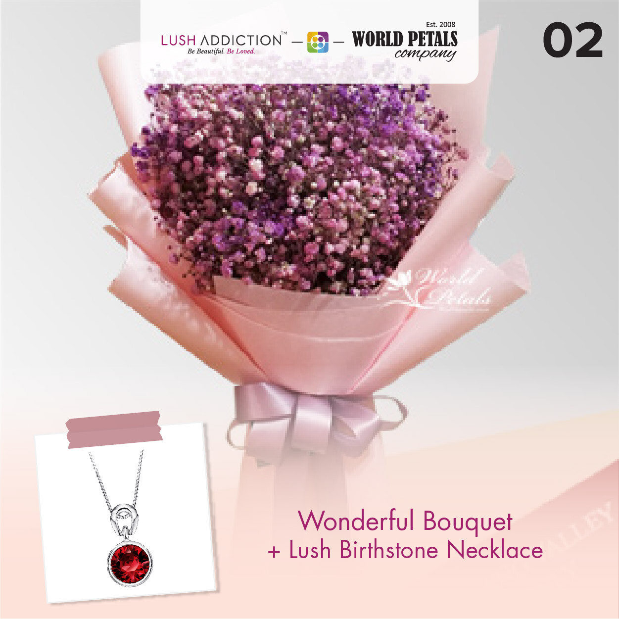 Wonderful Bouquet  + Lush Addiction Necklace (By: World Petals Florist from KL)