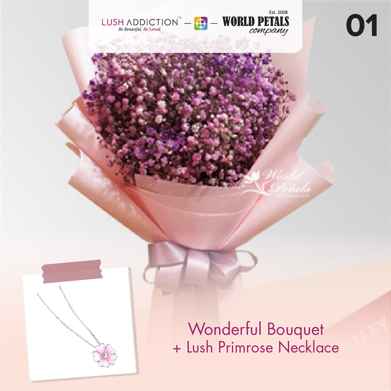 Wonderful Bouquet  + Lush Addiction Necklace (By: World Petals Florist from KL)