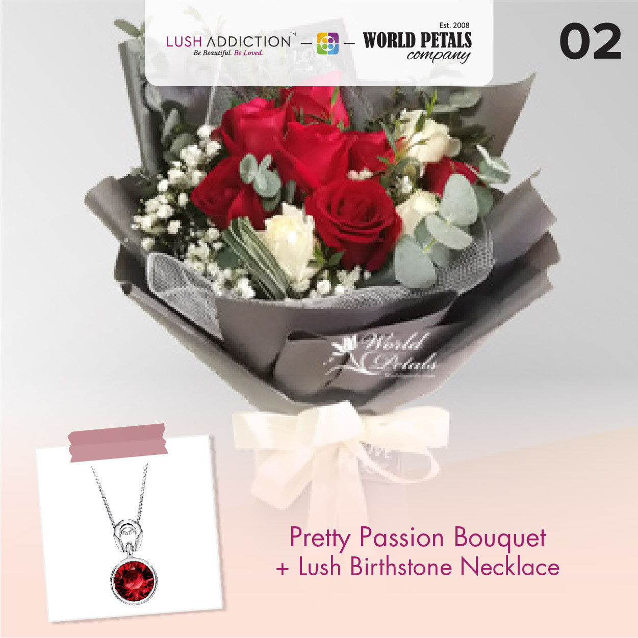 Pretty Passion  + Lush Addiction Necklace (By: World Petals Florist from KL)