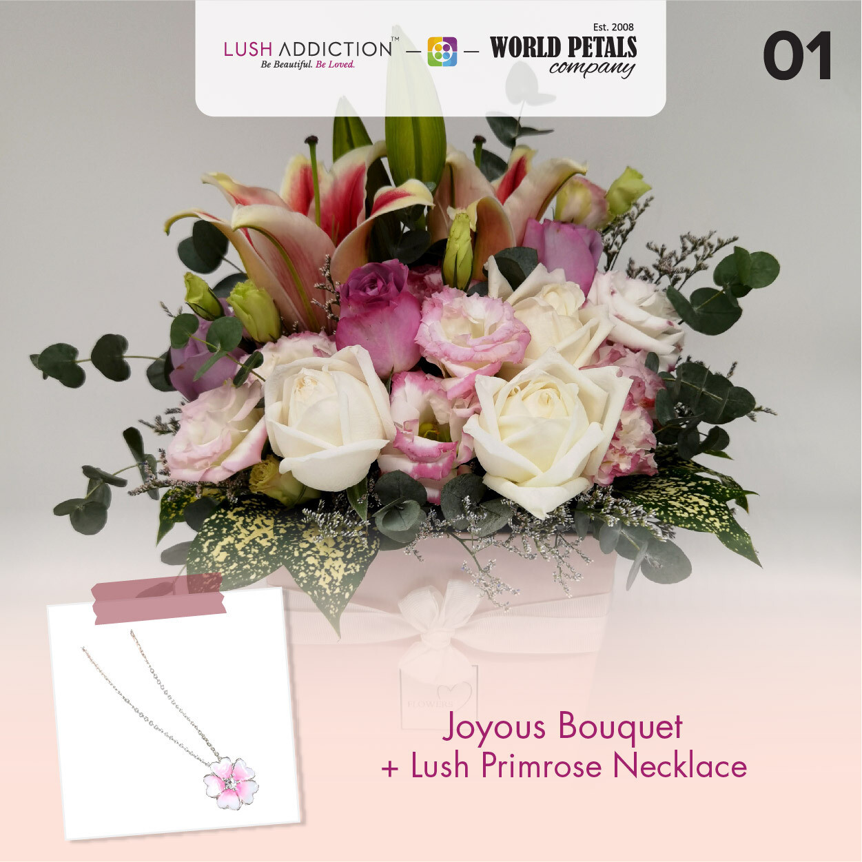 Joy Us Bouquet  + Lush Addiction Necklace (By: World Petals Florist from KL)