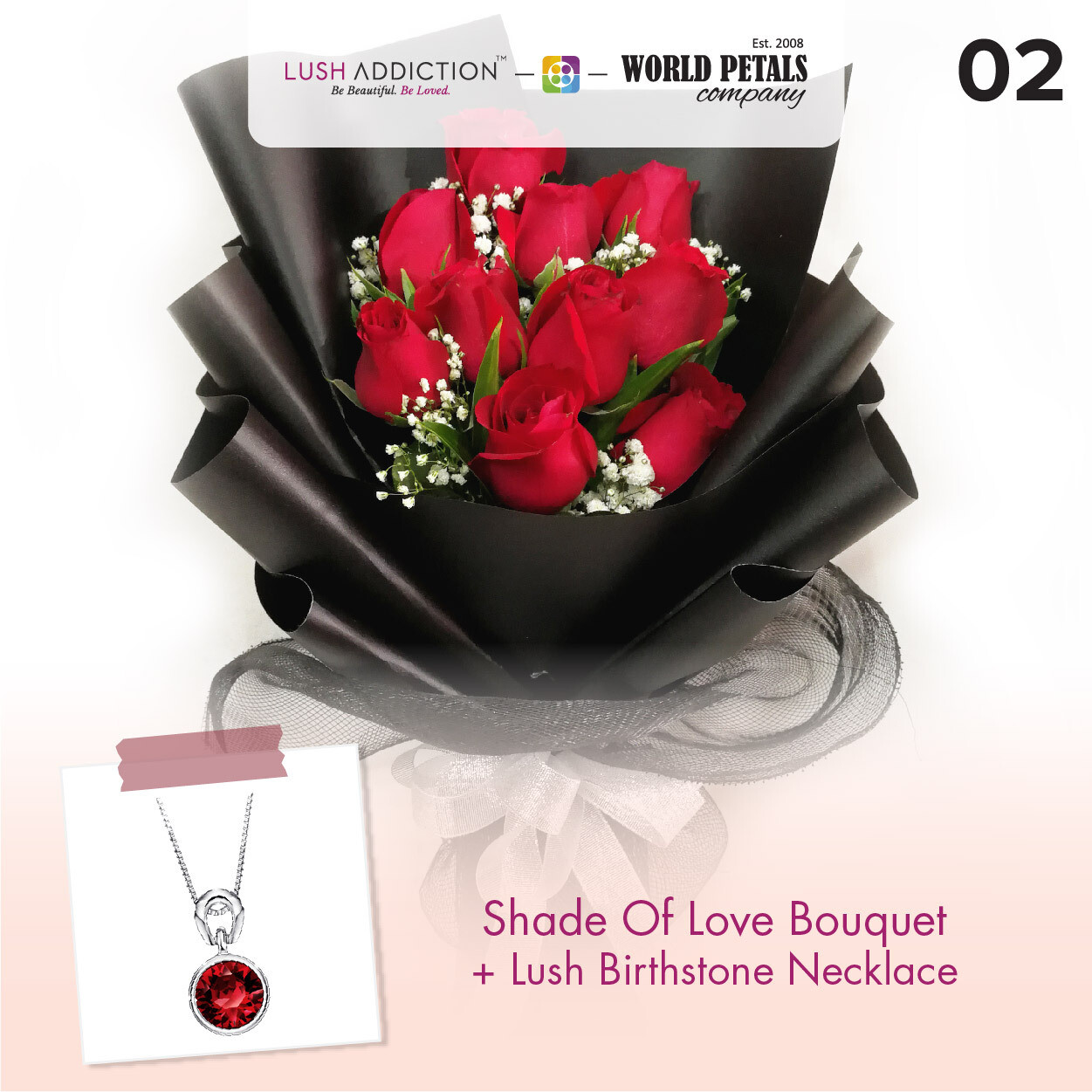 Shade Of Love  + Lush Addiction Necklace (By: World Petals Florist from KL)