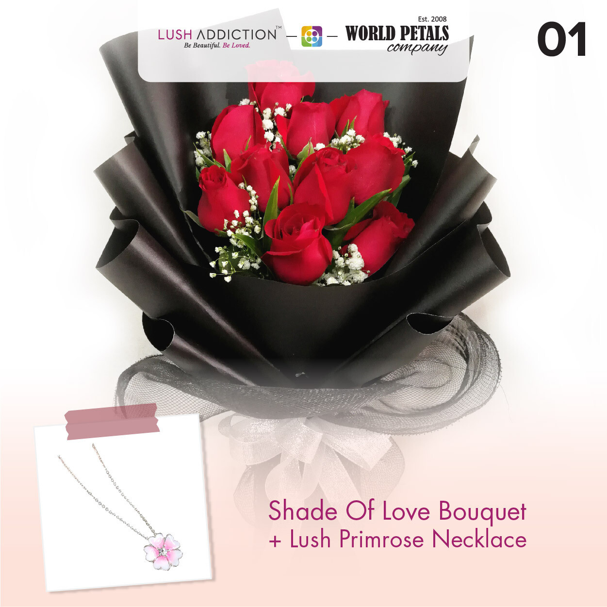 Shade Of Love  + Lush Addiction Necklace (By: World Petals Florist from KL)